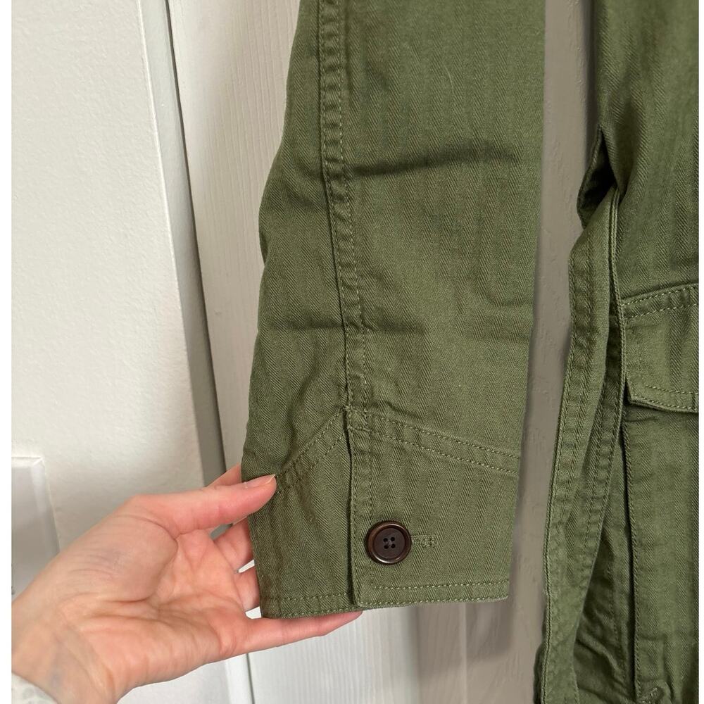 Madewell Green Tie Waist Military Style Jacket Size Small - Picture 7 of 10
